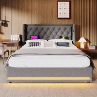 letto contenitore 160x200 USB LED cotone grigio OKMYHOME