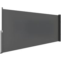 Outsunny – Store latéral rétractable 3 x 1,4 m – Brise-vue en polyester anti-UV 180 g/m² – Structure en aluminium gris foncé – Fixation facile