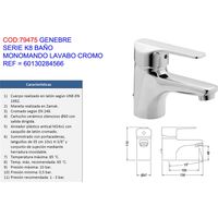 Einhebel-Waschtischarmatur der Genebre-Serie K8 aus Chrom