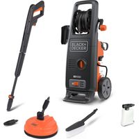 Black+Decker Hidrolimpiadora de Alta Presión BXPW2200PE, para Coches y Exteriores del Hogar, con Limpiador de Superfícies y Cepillo Fijo (160 Bar, 480 l/h, 2200 W) Modelo 2026