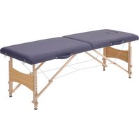Camilla de Masaje Plegable Madera Altura Régulable Bolsa Transporte 186x60x61-87 cm Púrpura