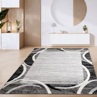 Paco Home Alfombra Salón Pelo Corto Círculos Y Ribetes Marroquíes Motivos Modernos 60x100 cm, Gris 5