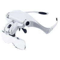 Magnifying Glasses With Hands-free Light Lupen Headband With 2 Led Lights For Leisure Reading 5 Interchangeable Lenses (1.0x To 3.5x)
