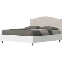 Letto matrimoniale e rete 160x190 in legno bianco e testata in microfibra sabbia Grace