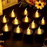 Lot de 12 bougies chauffe-plat LED, pile incluse, lumière jaune chaud clignotante, sans flamme, pour mariage, Noël, fête