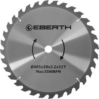 Eberth – Lame de scie circulaire 405mm carbure pour bois dur 32 dents alésage 30mm – Coupe nette sans éclat – 5000RPM