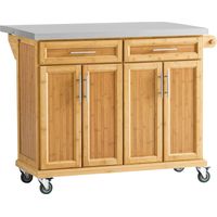 Sobuy – Desserte de cuisine sur roulettes – Îlot central avec plan de travail extensible et 2 tiroirs – Rangement 115x(46-71)x92cm – FKW69N
