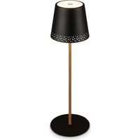 LED Akku-Tischleuchte Tischlampe verstellbar IP44 schwarz-holz RGB innen außen