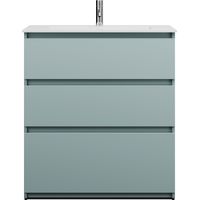 burgbad Lin20 lavabo en fonte minérale blanc mat avec meuble