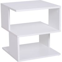 Mesa de Centro Mesita de Noche Mesita Auxiliar de 2 Niveles con Estante de Almacenamiento para Salón 40x40x43cm Blanco