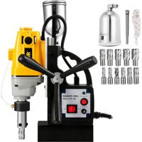 Perceuse Magnétique 1100W Kit Carotteuse Magnétique avec Fraises Annulaires 11PCS Perceuse Electromagnétique Diamètre 40mm Profondeur 125mm Système De Forage Magnétique Électro-Aimant