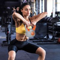 kg Kettlebell, Kurzhantel mit ergonomischem Griff, Kugelhantel, Krafttraining, Workout, 20 x 14 x 24 cm, Orange