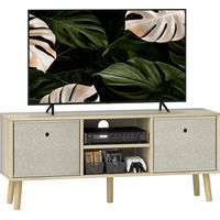 TV Cabinet Stand Unit for TVs up to 50'' with Foldable Drawers, Entertainment Centre for Living Room Natural
