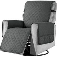 Protège fauteuil avec poches, protège fauteuil pour fauteuil TV 1 place poches housse fauteuil lavable protection fauteuil gris,S