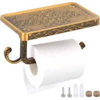 Toilet Paper Holder Wall Mounted Toilet Paper Holder with Shelf for Telephone Toilet Roll Holder Toilet Paper Holder Retro Vintage Toilet/Bathroom Accessories