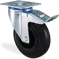 Roulette pivotante à frein caoutchouc noir diamètre 160mm charge 135kg