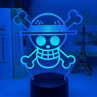 Veilleuse 3D pour enfants, lampe illusion, jouet, logo One Piece, veilleuse LED pour chambre d'enfant, veilleuse de bureau, 7 couleurs changeantes
