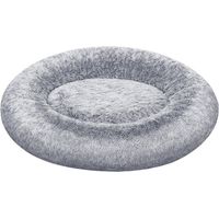 Panier pour Chien, Lit Rond en Forme de Beignet, Canapé, Coussin Central Amovible et Lavable, Tissu Peluche Doux, Ø120 cm, Gris Ombré