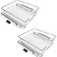 Panier de rangement télescopique – Lot de 2 – Tiroirs coulissants 41 cm – Idéal pour armoires et meubles – Glissière élastique pour extension complète – Aqrau