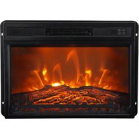 Parrot Uncle 23 Inch Black Compact Electric Fireplace, Realistic Flame & Log Effects, Remote Control, Timer, Safety Protection, Easy Installation