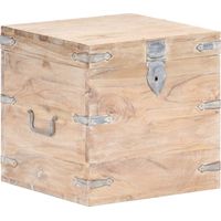 Vidaxl – Coffre en bois d'acacia massif 40x40x40 cm – Verrouillable – Poignées latérales – Finition blanche – Table de chevet