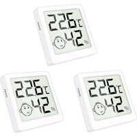 Digital hygrometer, indoor thermometer, hygrometer, mini hygrometer, switchable between Celsius and °F, white, 3 pieces