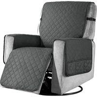 Protège fauteuil avec poches, protège fauteuil pour fauteuil TV 1 place poches housse fauteuil lavable protection fauteuil gris,S