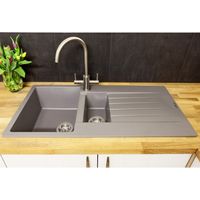 Reginox Harlem15 Kitchen Sink 1.5 Bowl Silver Grey Granite Reversible Waste