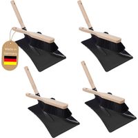 Ensemble 4 pelles à poussière métal noir avec balayette