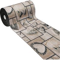 Tapis de Cuisine Tissu Gobelin Coureur Lavable Antidérapant Shabby Chic Coeurs Noir - 54x40 cm