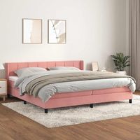 Lit double pour adulte Moderne - Lit à sommier tapissier avec matelas Rose 200x200 cm Velours BV193153 - BonneVie