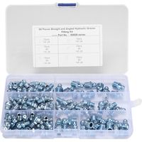 Lot de 80 graisseurs droits et coudés 45° 1/8-28, acier zingué bleu, buses hexagonales