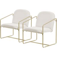 ML-Design Set di 2 Poltrone Poltrona Relax Beige per Salotto con Rivestimento Morbido e Struttura in Acciaio Dorato Poltroncina Imbottita con Braccioli e Schienale Sedia Moderna per Soggiorno