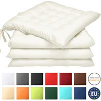 MDUG-Lot de 4 galettes de chaise 40x40 cm – Rembourrage en polyester 5 cm – Housse lavable à 30°C – Pour intérieur et extérieur