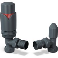 Derry Bold - Anthracite Thermostatic Radiator Valve & Lockshield Angled 10mm