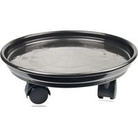 Support Moile de Bac à Plantes Avec Roulettes pour un Déplacement Facile - Plateau de Jardinière Rond Mobile - Pour Intérieur et Extérieur - Noir-Diamètre intérieur à 27cm