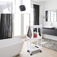 Meuble au sol pour WC, étagères amovibles sur 3 niveaux, 36x22.5x79.5 cm, armoire de rangement pour salle de bain