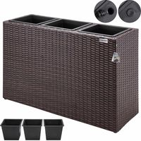 Rattan planter set brown 83x305x60cm indooroutdoor