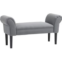 Banco Pie de Cama Tapizado en Lin Syntético avec Patas de Madera Reposabrazos y Asiento Rembourré Gris Oscuro