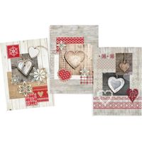 Lot de 3 Torchons en Coton Sergé - coeurs