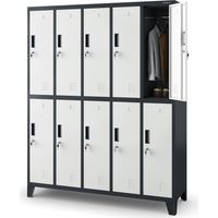 Jan Nowak Spint Schließfachschrank 5B2A Metallspind Umkleideschrank 10 Fächer Stahlblech Pulverbeschichtet 172 cm x 136 cm x 45 cm - anthrazit/weiß