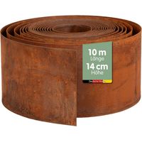 Bordure de jardin en acier Corten 10 m x 14 cm Bordure de parterre flexible en métal résistant aux intempéries pour jardin, parterre, pelouse et allées, gants inclus
