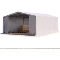 TOOLPORT Carpa almacén 8x8 m carpa industrial con 3m de altura lateral PRIMEtex PVC 2300 N ignifuga 100% impermeable gris