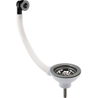 90mm - Fireclay Kitchen Sink Basket Strainer Waste with Overflow - Brushed Pewter