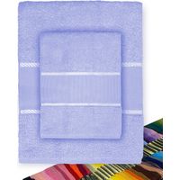 LOT DE 1 SERVIETTE DE TOILETTE + 1 SERVIETTE INVITÉ EN ÉPONGE ET TOILE AÏDA À BRODER AU POINT DE CROIX AVEC FIL OFFERT Lilas