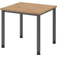 bümö Schreibtisch Serie-H Quadrat: 80 x 80 cm Asteiche Graphit