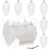PALLINE DI NATALE PIGNA SET 6 PEZZI GRANDI APPENDINI INDESTRUTTIBILI BIANCHI 9,5cm