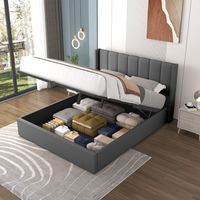 Letto di design con contenitore 140x190cm in velluto grigio ARLINGTON