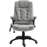 AMXCNOY Fauteuil de bureau avec fonction de massage et chauffage, ergonomique, réglable en hauteur, fluide, 6 points de massage, 68L x 72l x 110-120H cm, Gris