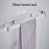 ALLIANDIS(Argent, 40 cm) Porte-serviettes mural sans perforation, rails antirouille, serviettes de bain, porte-vêtements, porte-serviettes de cuisine